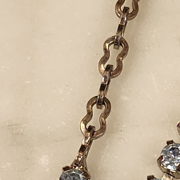 15" Vintage Rhinestone Choker Necklace & Bracelet Demi Parure Blue Opalescent - Picture 14 of 16